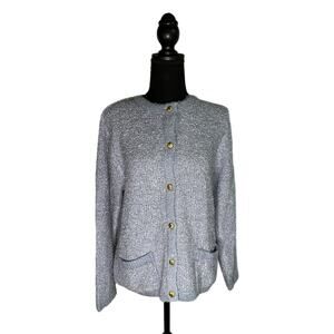 Alfred Dunner Light Blue Button Up Sweater, Small, NWT